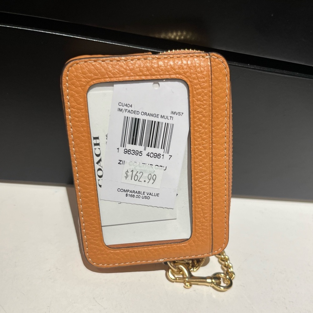Coach Orange Card Holder with Space Design - Picture 3 of 4